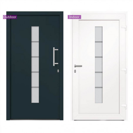 Entrance door Aluminum and PVC Anthracite 110x210 cm