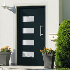 Porte d'entrée Aluminium et PVC Anthracite 110x210 cm