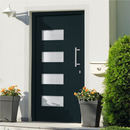 Porte d'entrée Aluminium et PVC Anthracite 110x210 cm