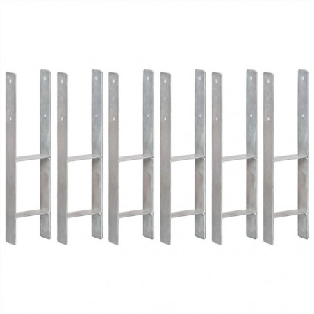 Anclajes para valla 6uds Plata 14x6x60 cm Acero Galvanizado