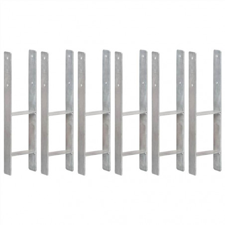 Fence anchors 6 pcs Silver 14x6x60 cm Galvanized Steel