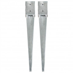 Ground spikes 2 pcs Silver 10x10x76 cm Galvanized Steel