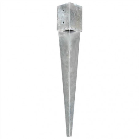 Ground spikes 2 pcs Silver 10x10x76 cm Galvanized Steel