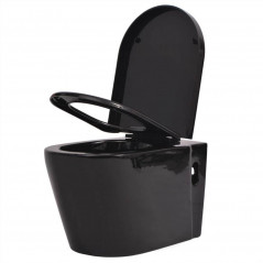 Wall-hung black ceramic toilet