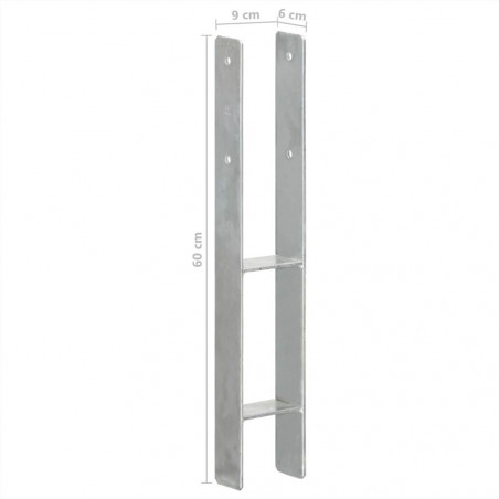 Âncoras para cerca 6 unidades prata 9x6x60 cm aço galvanizado