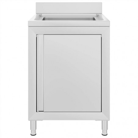 Mueble fregadero de cocina profesional 60x60x96 cm en acero inoxidable