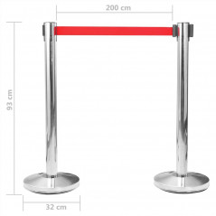 Airport Barrier Inox Silver post with belt
