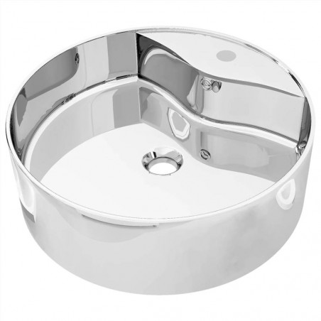 Washbasin with overflow 46.5x15.5 cm Ceramic Silver