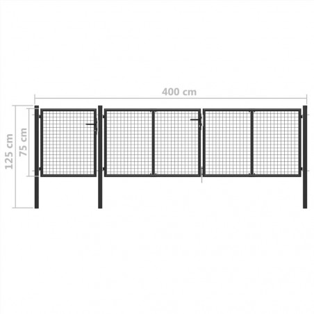 Portão de jardim em aço 400x75 cm antracite