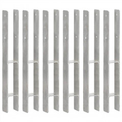 Ancres de clôture 6 pcs Argent 7x6x60 cm Acier Galvanisé