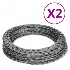 NATO Razor Wires Helical Wire Rolls 2 Τεμάχια Γαλβανισμένο Ατσάλι 60μ