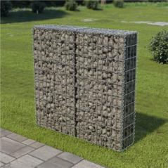 Gabionvägg med galvaniserade stålkåpor 100x20x100 cm