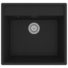 Black Granite Kitchen Sink with Overflow Hole