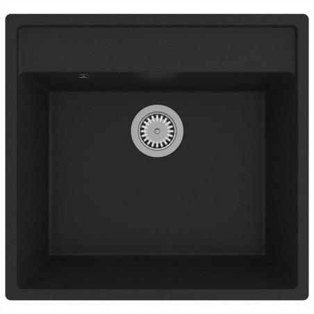 Black Granite Kitchen Sink with Overflow Hole