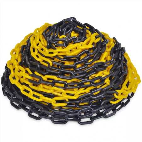 Műanyag figyelmeztető lánc 30 m sárga és fekete
