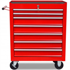 Chariot à outils d'atelier 7 tiroirs rouge