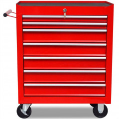 Workshop tool trolley 7 red drawers