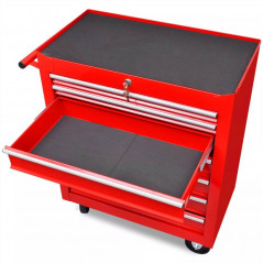 Wózek narzędziowy warsztatowy z 7 czerwonymi szufladami
