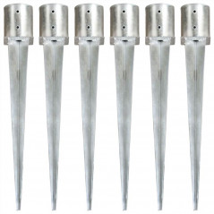 Ground stakes 6 pieces Silver 12x91 cm Galvanized steel