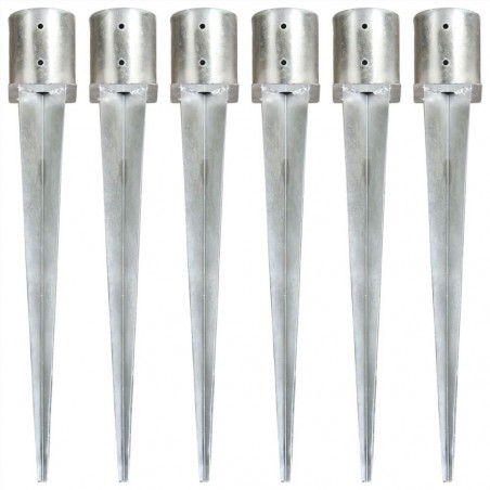 Ground stakes 6 pieces Silver 12x91 cm Galvanized steel