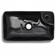 Ceramic Bathroom Sink with Black Faucet Hole