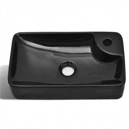 Lavabo da bagno in ceramica con foro per rubinetto nero