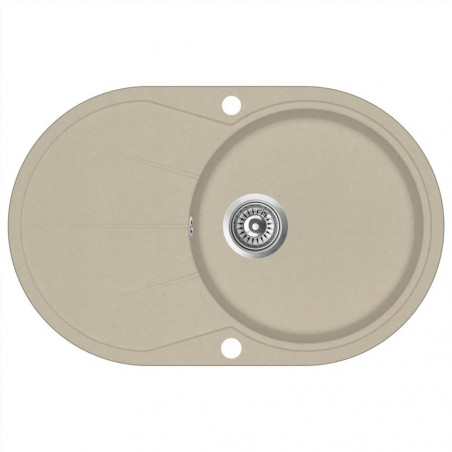 Fregadero de cocina de granito de un solo lavabo ovalado beige