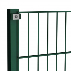 Panel de valla con postes de hierro 1,7x0,8 m Verde