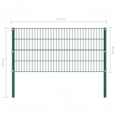 Panneau de clôture avec poteaux Fer 1.7x0.8 m Vert