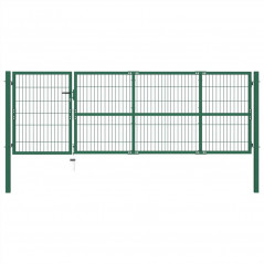 Cancello per recinzione da giardino con pali 350x100 cm Acciaio Verde