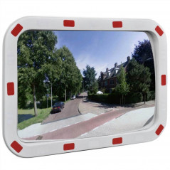 Miroir de signalisation convexe rectangulaire 40 x 60 cm avec réflecteurs