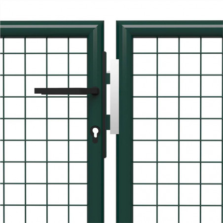 Puerta de jardín de acero 400x150 cm Verde