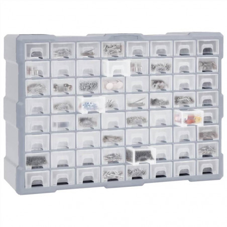 Organizador multicajones con 64 cajones 52x16x37,5 cm