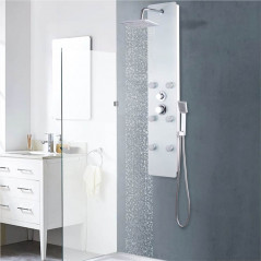 Glass shower panel 25x44.6x130 cm White