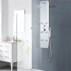 Panel de ducha de cristal 25x44,6x130 cm Blanco