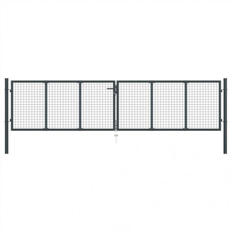 Galvanized steel mesh garden door 400x150 cm Gray