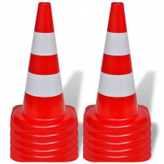 10 cônes de signalisation réfléchissants rouges et blancs 50 cm
