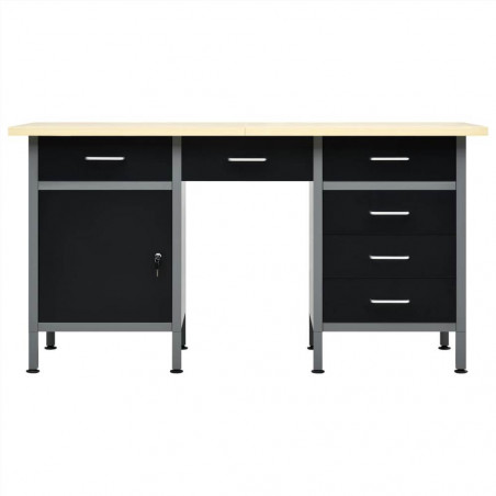 Black Workbench 160x60x85 cm Steel