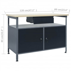 Black Workbench 120x60x85 cm Steel