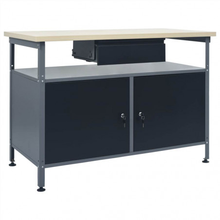 Black Workbench 120x60x85 cm Steel