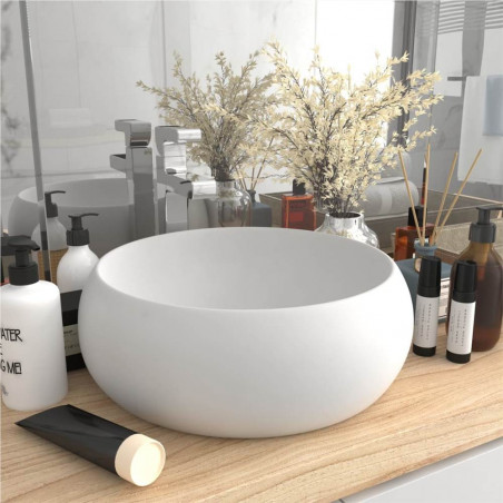Luxury Round Matt White Washbasin 40x15 cm Ceramic