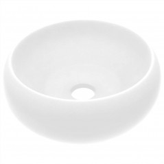 Luksusowa okrągła, matowa biała umywalka ceramiczna 40x15 cm