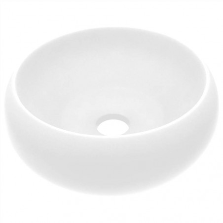 Lavabo Rotondo di Lusso Bianco Opaco 40x15 cm in Ceramica