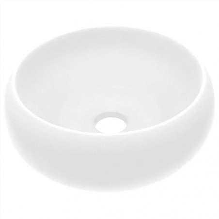 Luxury Round Matt White Washbasin 40x15 cm Ceramic