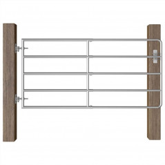 Field gate with 5 steel bars (95-170) x90 cm silver