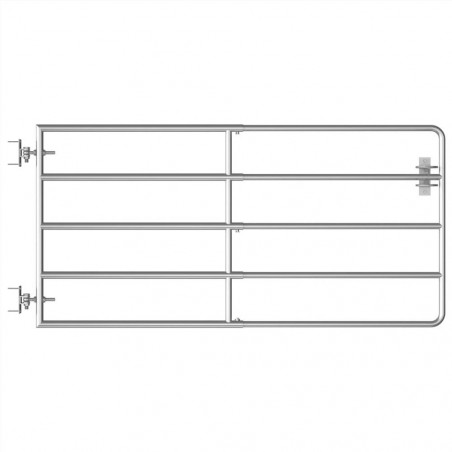 Field gate with 5 steel bars (95-170) x90 cm silver