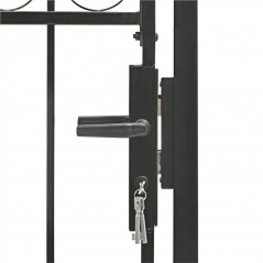 Fence gate with arched top Steel 100x250 cm Black