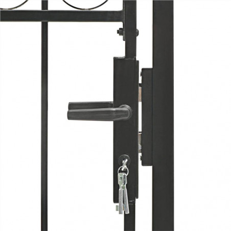 Puerta de valla con parte superior arqueada Acero 100x250 cm Negro