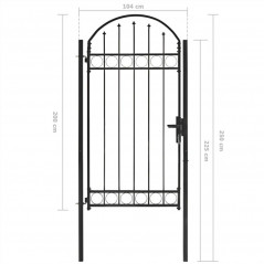 Brama ogrodzeniowa z wierzchołkiem łukowym Stal 100x250 cm Czarna