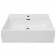 Lavabo avec trou de robinet en céramique blanc 51.5x38.5x15 cm